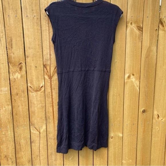 Nanette Lepore Navy Sweater Dress Beaded Mock Neck Key Hole Bohemian Mini Small - Picture 4 of 7